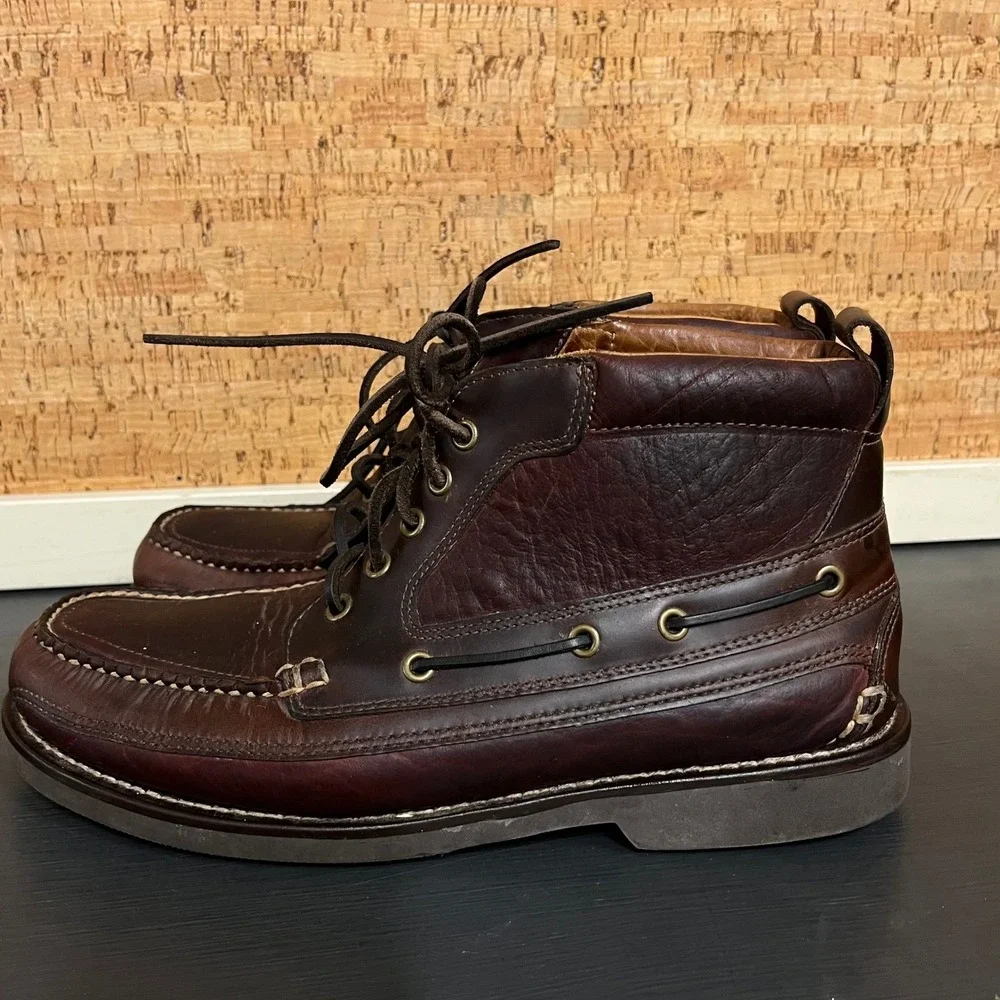 LL‎ Bean Men Dark Brown Leather Lace Up Chukka Boots Made in El Salvador Size 11